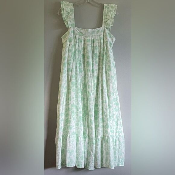 Mable Green Floral Flutter Sleeve Maxi Size Medium - Picture 1 of 5